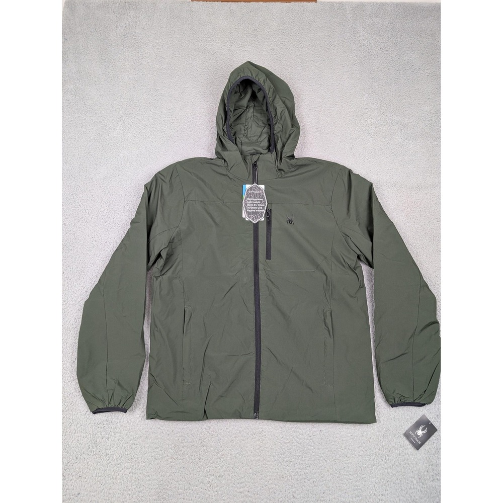 Spyder Jacket Mens‎ Medium Olive Spyder Lite Hooded Hydroweb Proweb Flexweb New
